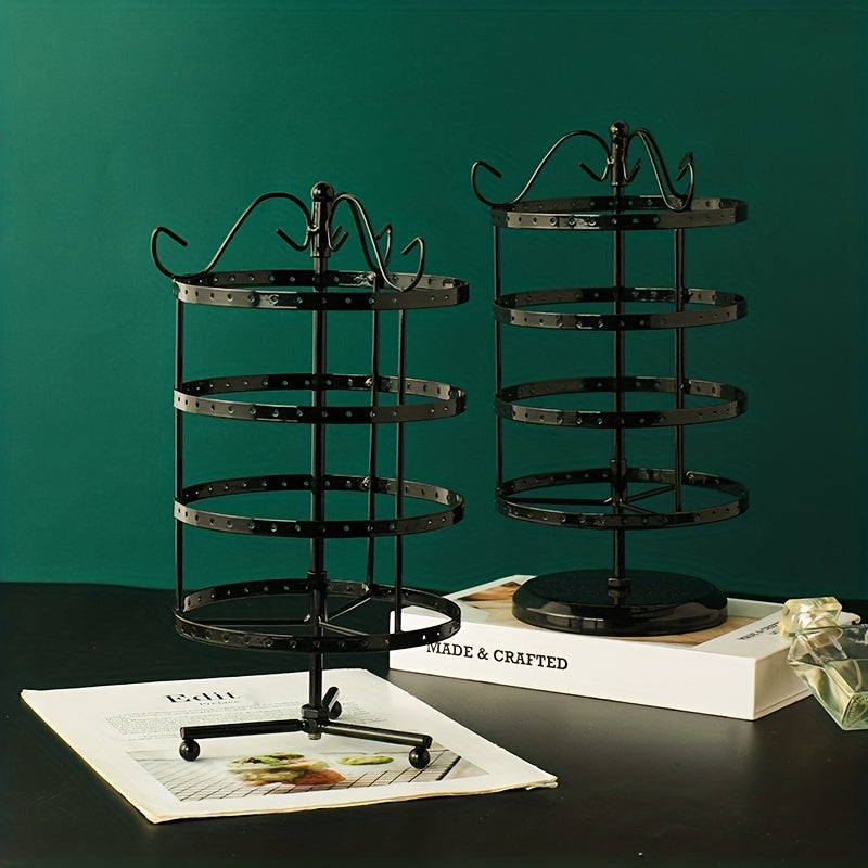Metal Rotating Earring Holder Organizer with 4 Tiers Jewelry Display Stand