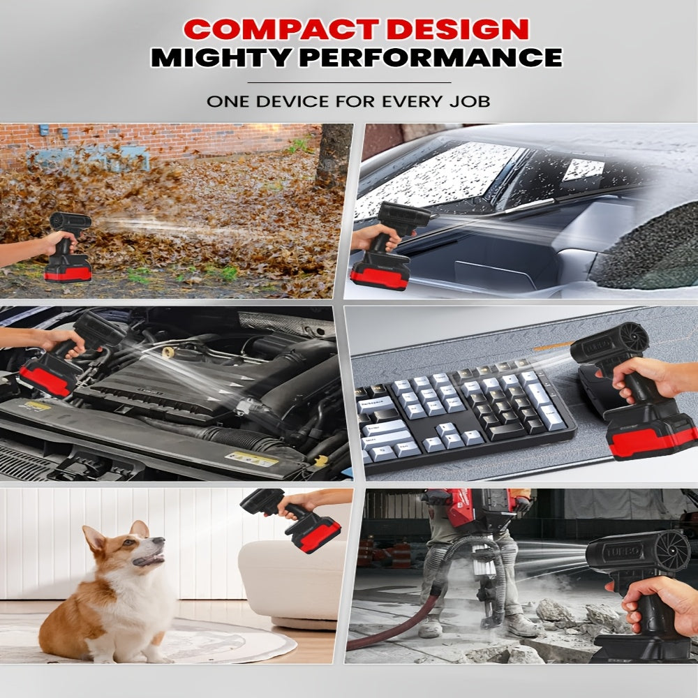 Soplador de aire portátil sin cable de 1300G, plástico ABS, alimentado por batería para tareas al aire libre