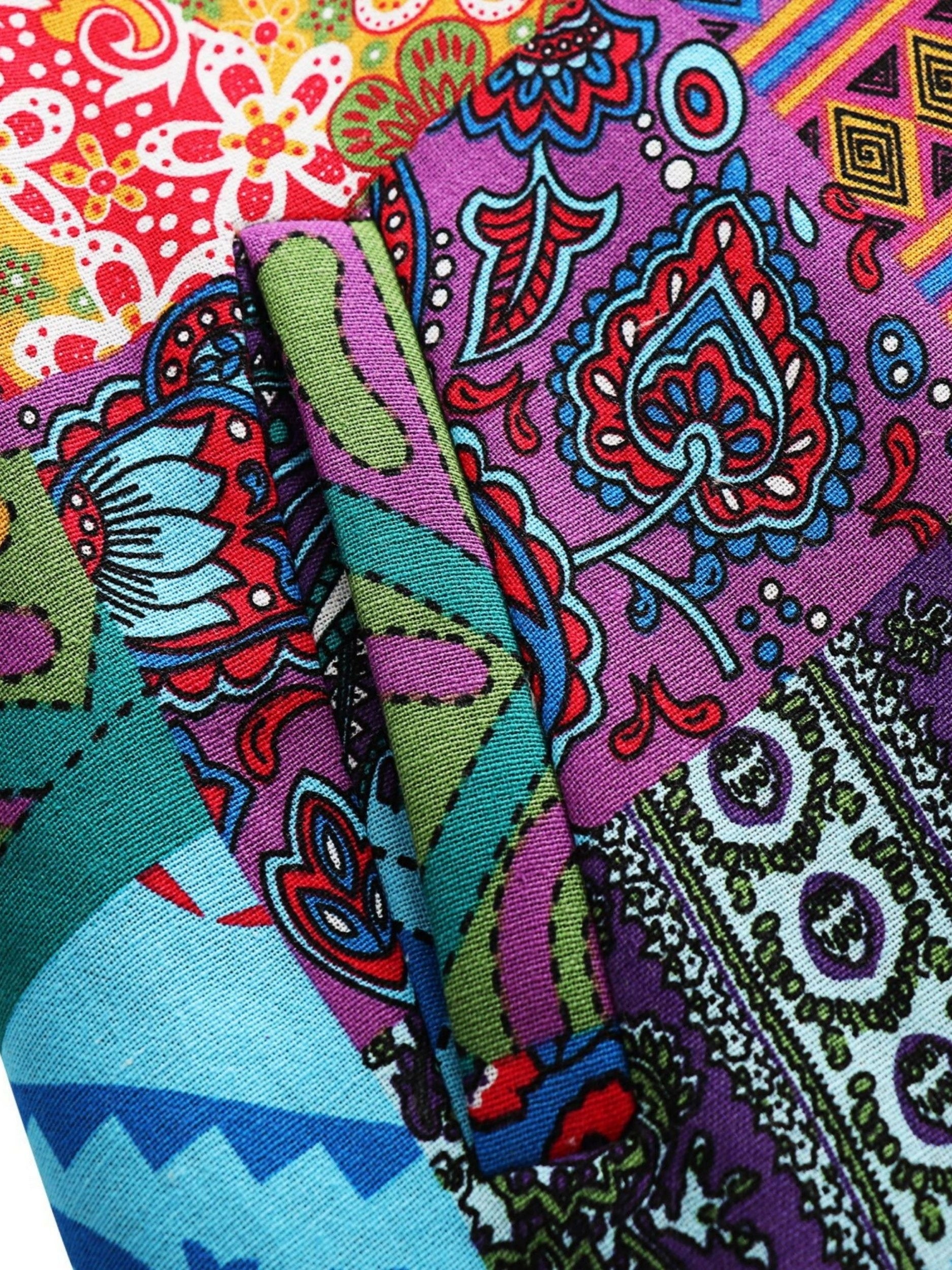 Abrigo con capucha forrado de felpa para mujer con estampado colorido de cachemira y flores, manga larga, apto para lavadora