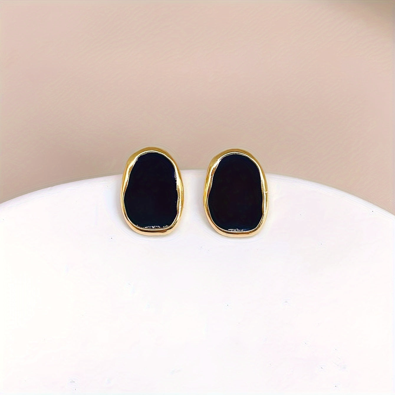 Женские винтажные геометрические овальные серьги-гвоздики в ретро-минималистическом стиле из сплава