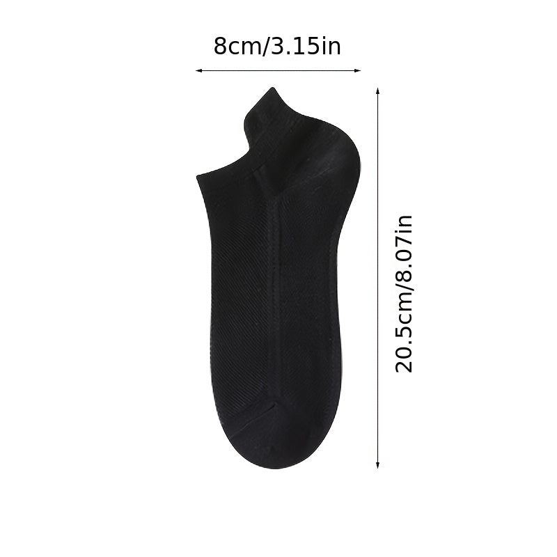 Men's Breathable Mesh Ankle Socks Summer Lightweight Sweat-Absorbent Solid Colors Polyester Blend Pack of 5