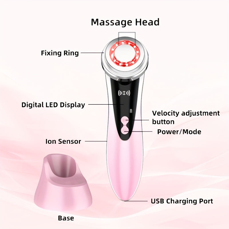Portable Black Facial and Neck Massager with Heating and USB Charging