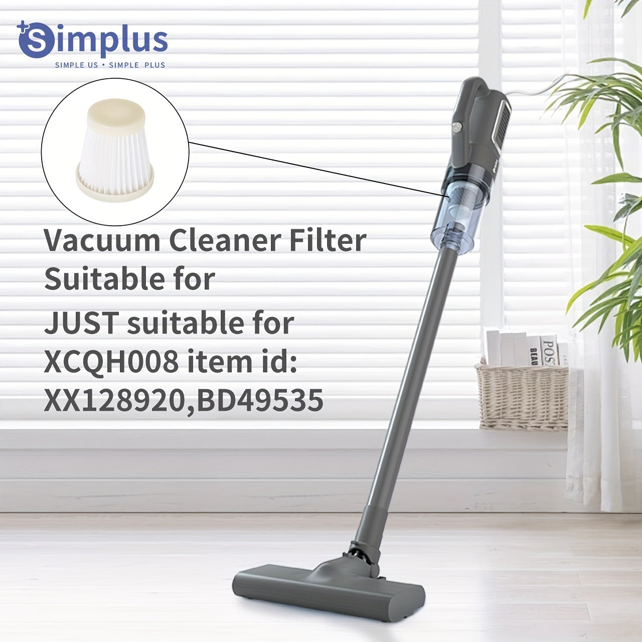 Washable Vacuum Cleaner Filter Compatible with BD49535 Models Durable Plastic No Battery Needed