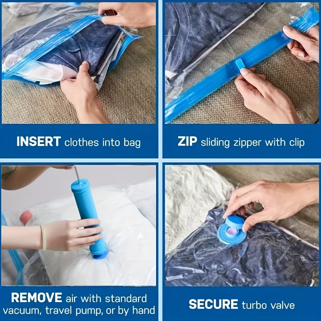 Katta hajmli 4 ta compressiya sumkasi bilan qo‘l pompasi - Kiyimlar, yostiq, quilt, yotoq to‘plami, sayohat va tashkilot uchun ideal