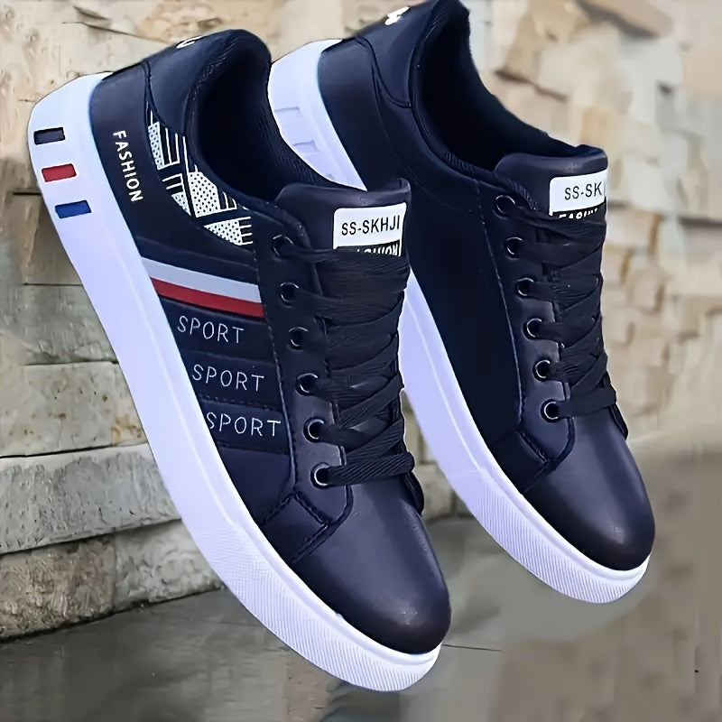 Zapatos casuales de skate para hombre con suela de goma, con cordones, de caña baja y color sólido