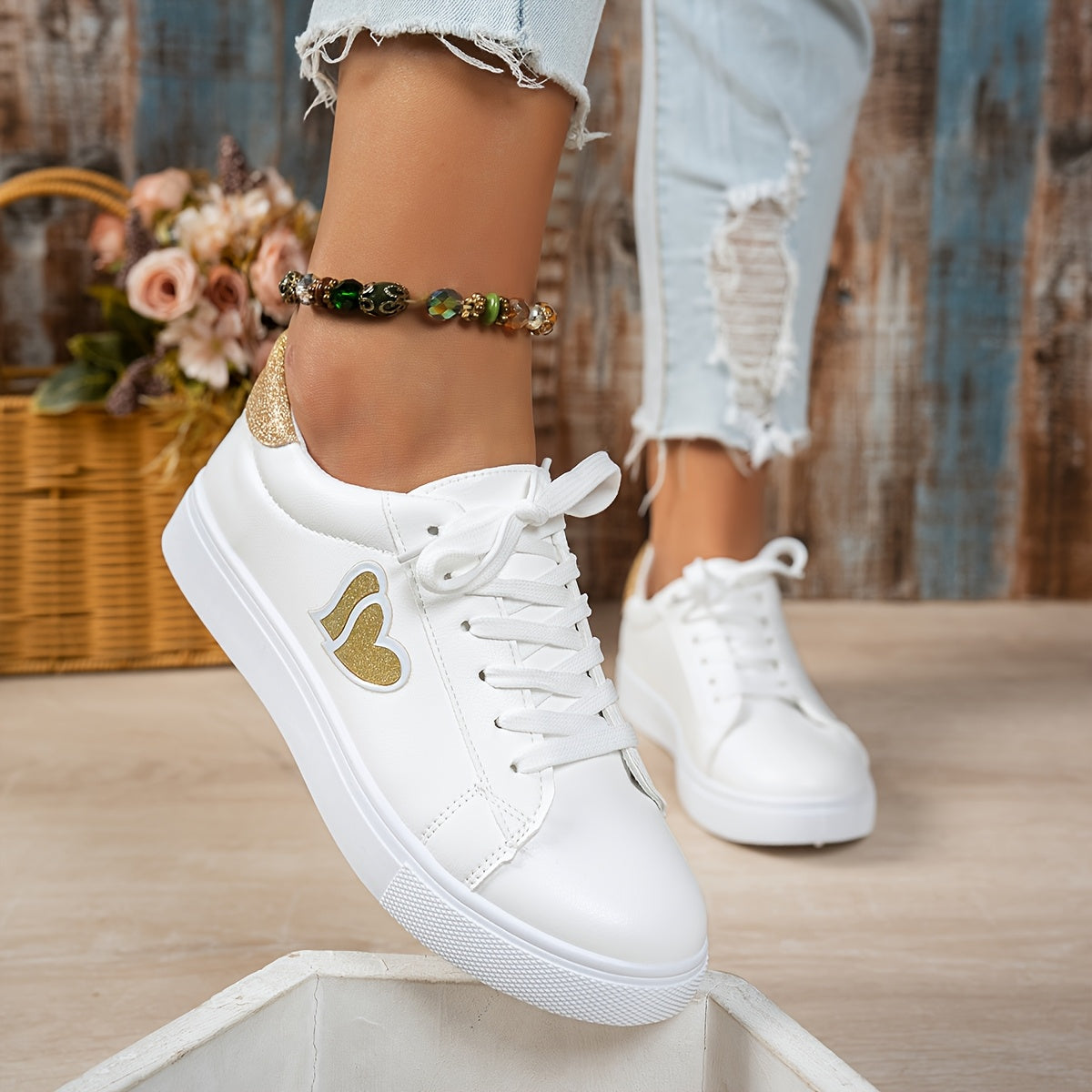 Women's White Sneakers Minimalist Casual Shoes Cushioned Comfort