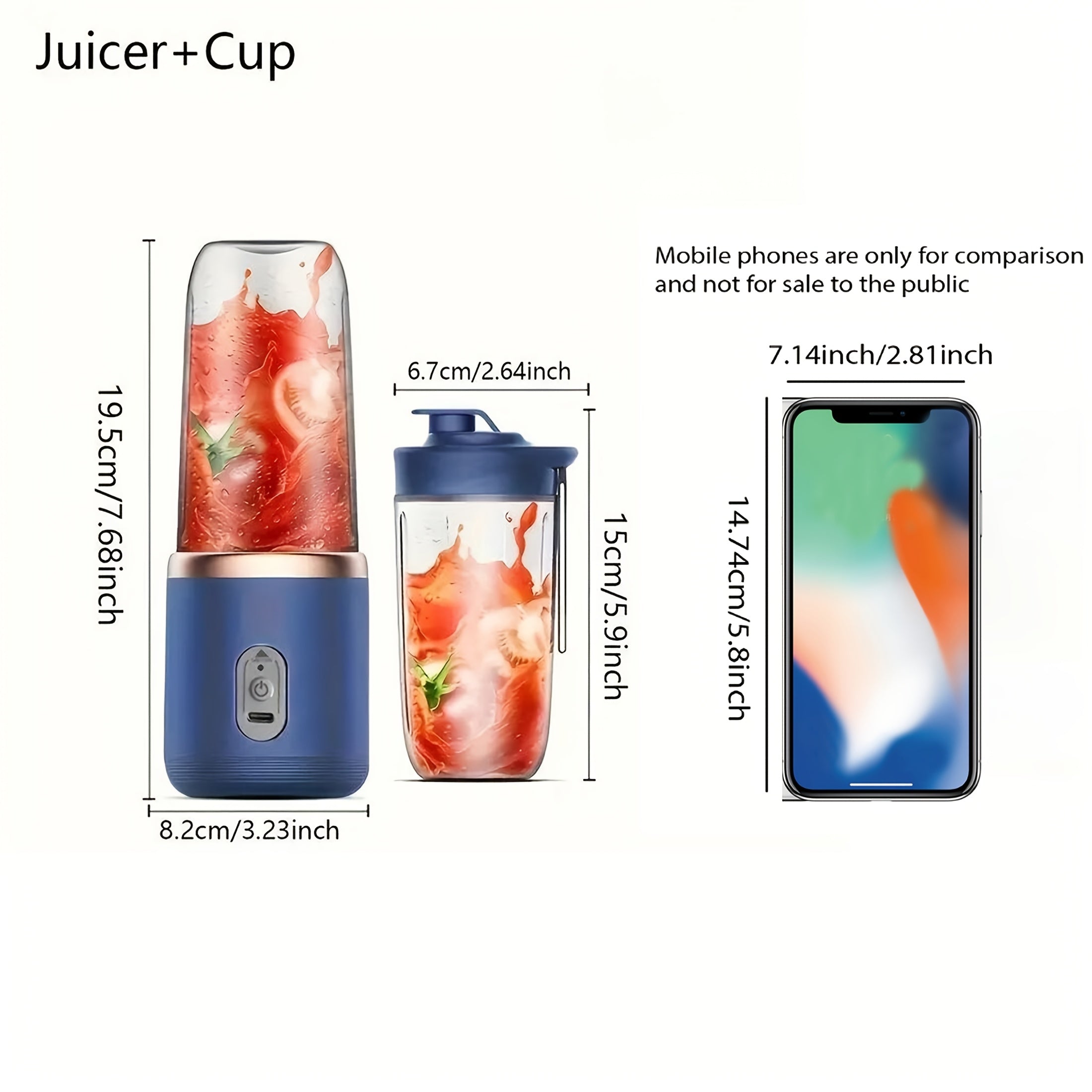 Portable Rechargeable Juicer Cup for On-the-Go Juicing 0.3L to 0.5L