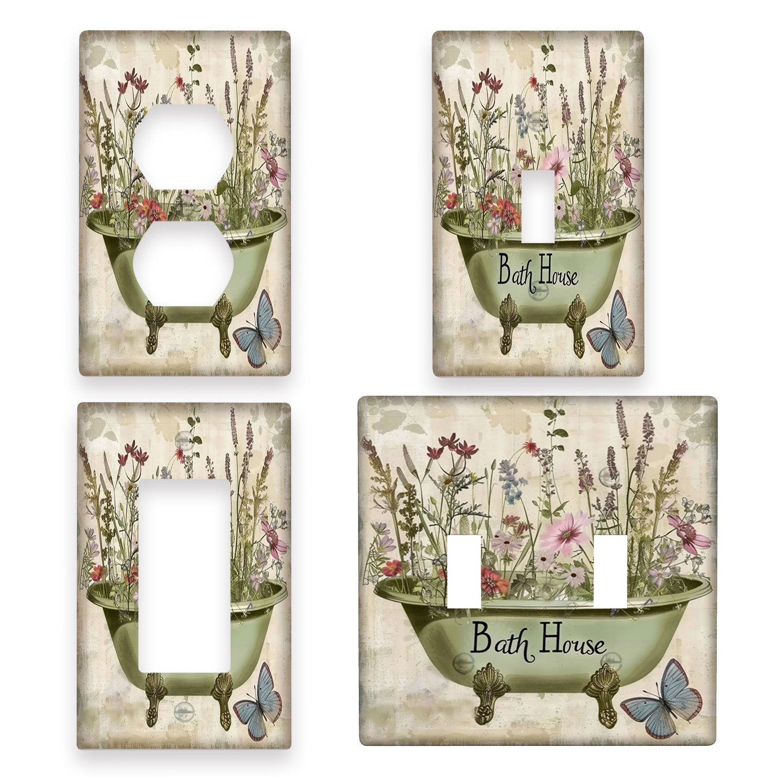 Vintage Wildflower Floral Farmhouse Wall Plate for Light Switch Outlet