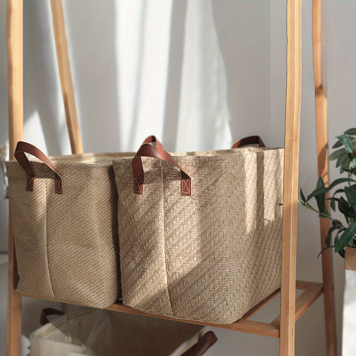 Корзина для хранения из джутовой ткани с ручкой - Просторный органайзер для книг, закусок, игрушек, рождественских и хэллоуинских подарков