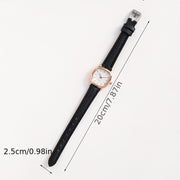 Women's Wristwatch with Synthetic Leather Band Quartz Rectangular Dial Electronic Drive