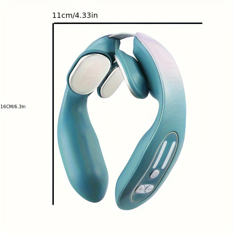 Masajeador de cuello recargable por USB portátil con 4 cabezales y diseño ergonómico