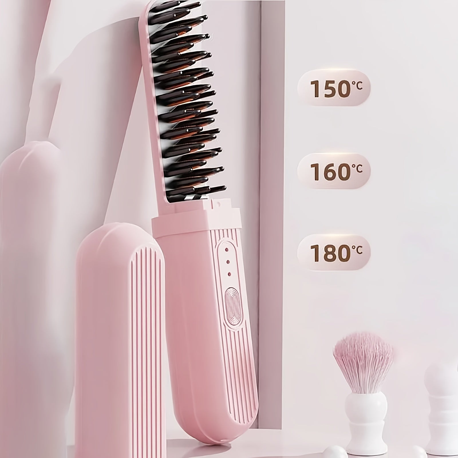 Portable USB Rechargeable Hair Straightener and Curler with Thermal Ion Comb and Anti-Scalding Safety