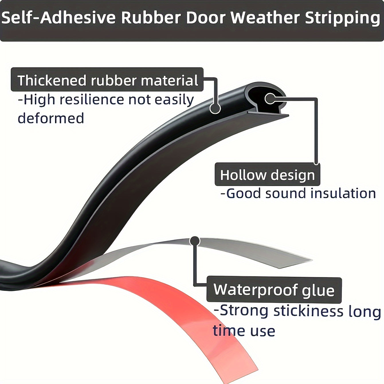 D-Shape Weather Stripping Self-Adhesive Soundproof Insulation for Doors and Windows