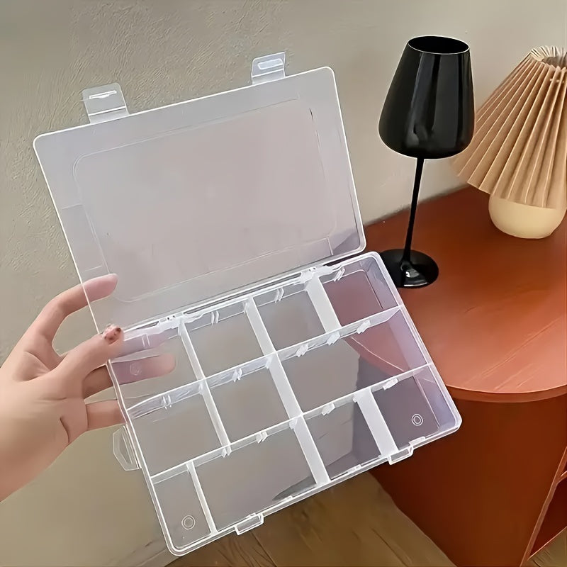 Clear Plastic Storage Organizer with Removable Dividers for Jewelry and Desk Items