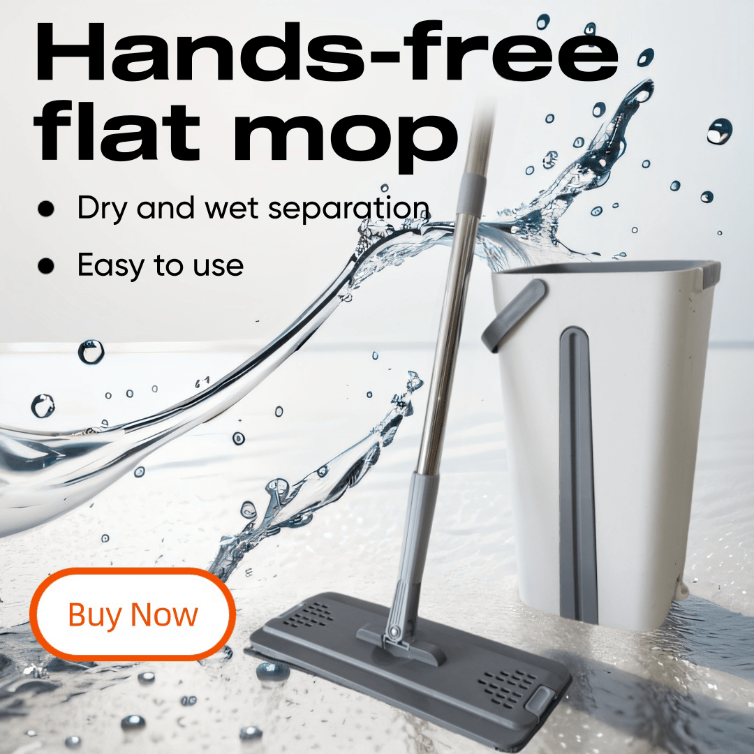 1 Qoʻlga olingan tekis mopu toʻplami, uzoq tutqichi bilan, yogʻoch, parket, plitka pollari uchun ikki tomonlama aylanuvchi mop, mustahkam plastikdan tayyorlangan, yashash xonasi, yotoqxona, hammom va oshxona tozalash uchun mukammal.