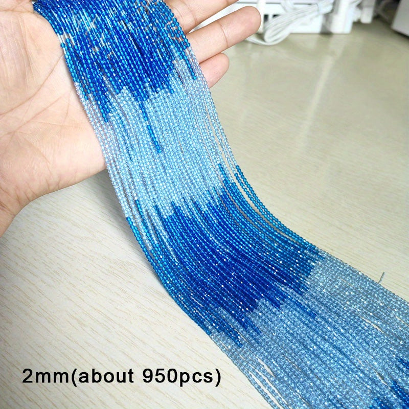 950 Pieces 2mm Faceted Glass Beads Gradient Colors for Jewelry Making and DIY Crafts