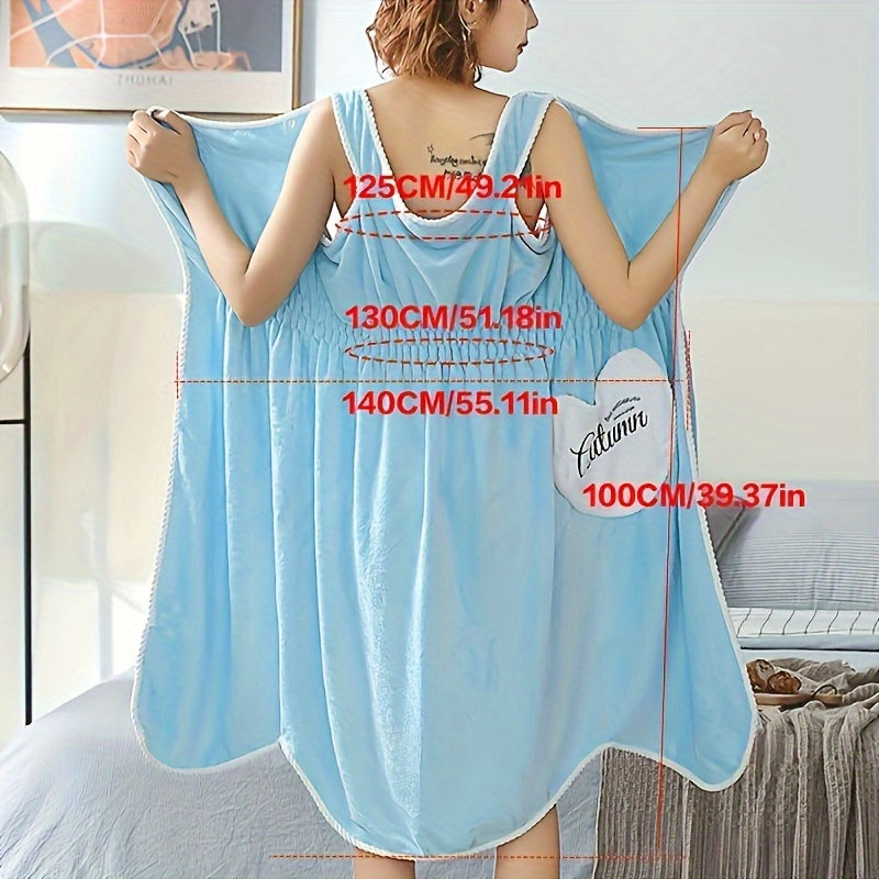 Взрослое коралловое флисовое носимое банное полотенце с карманом в форме сердца и эластичным поясом, впитывающее влагу, не оставляющее катышков