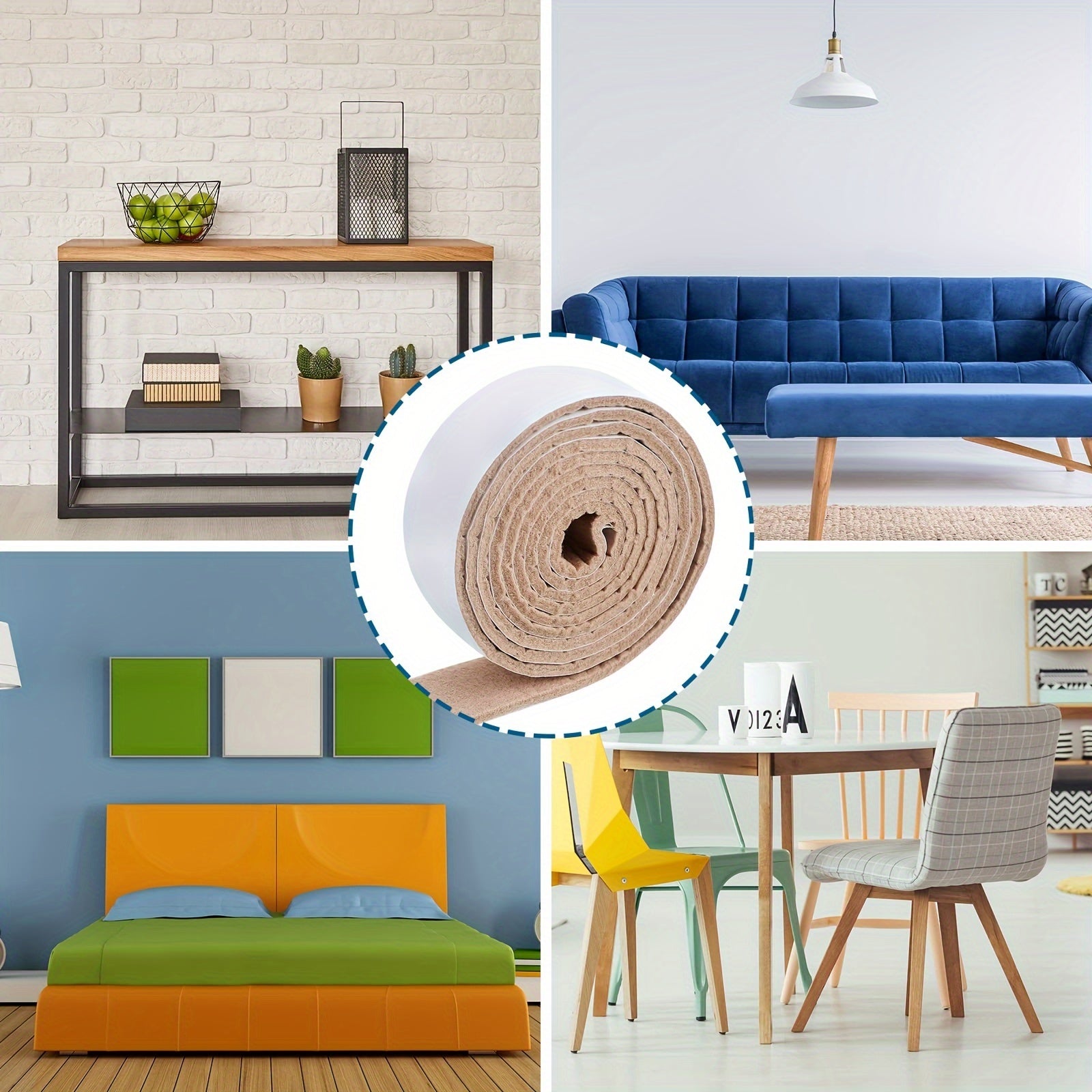 Bej O'z-o'zidan yopishadigan filьt lenta 2 ta rulon, sirg'almas, mebel, polni himoya qilish