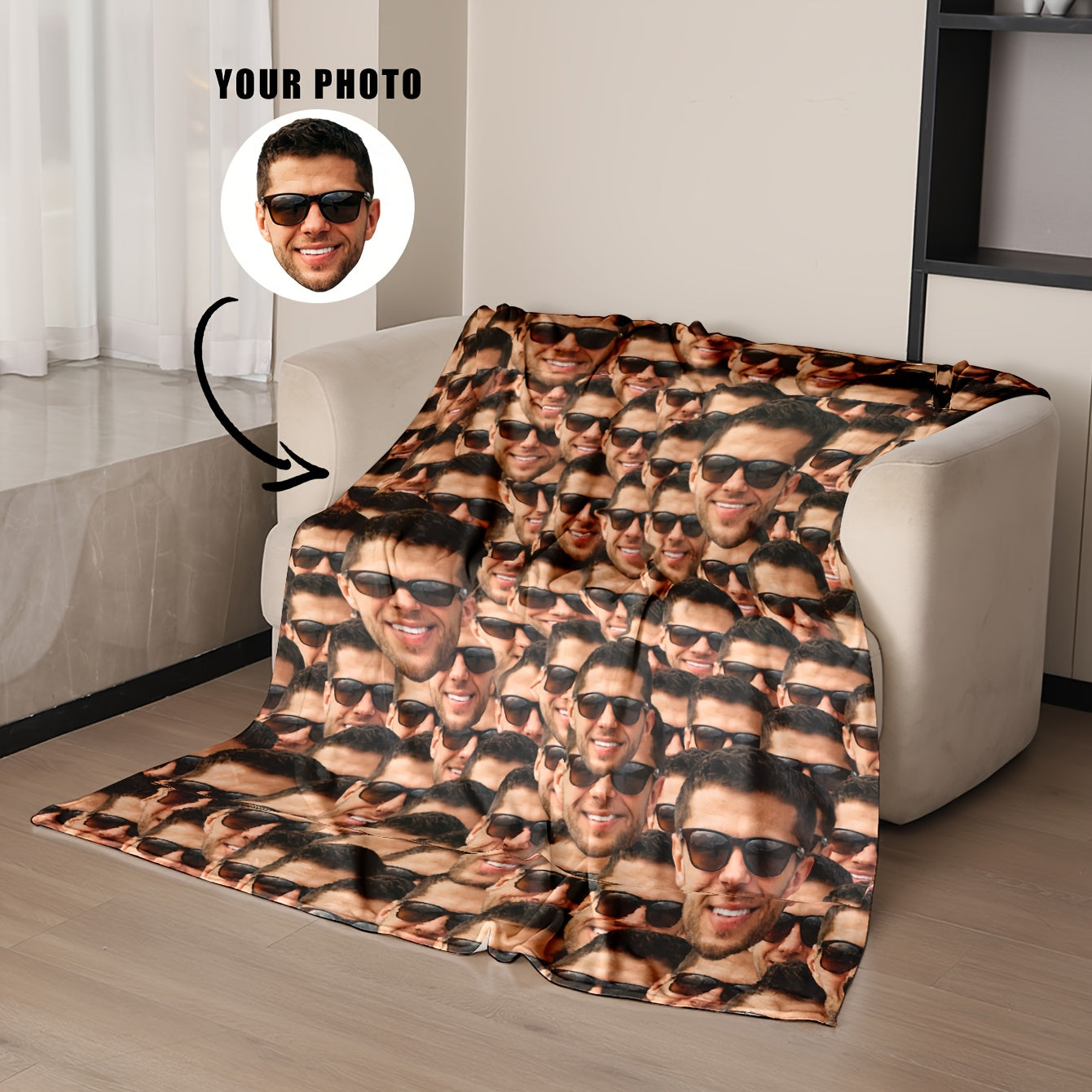 Shaxsiylashtirilgan foto plash va flanel yostiq, quchoqlash uchun yumshoq, issiq sovg'a