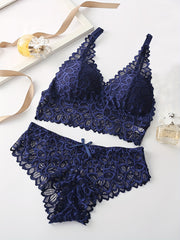 Women’s Lace Vest-Style Summer Underwear Set with Thin Mould Cups Breathable Comfort
