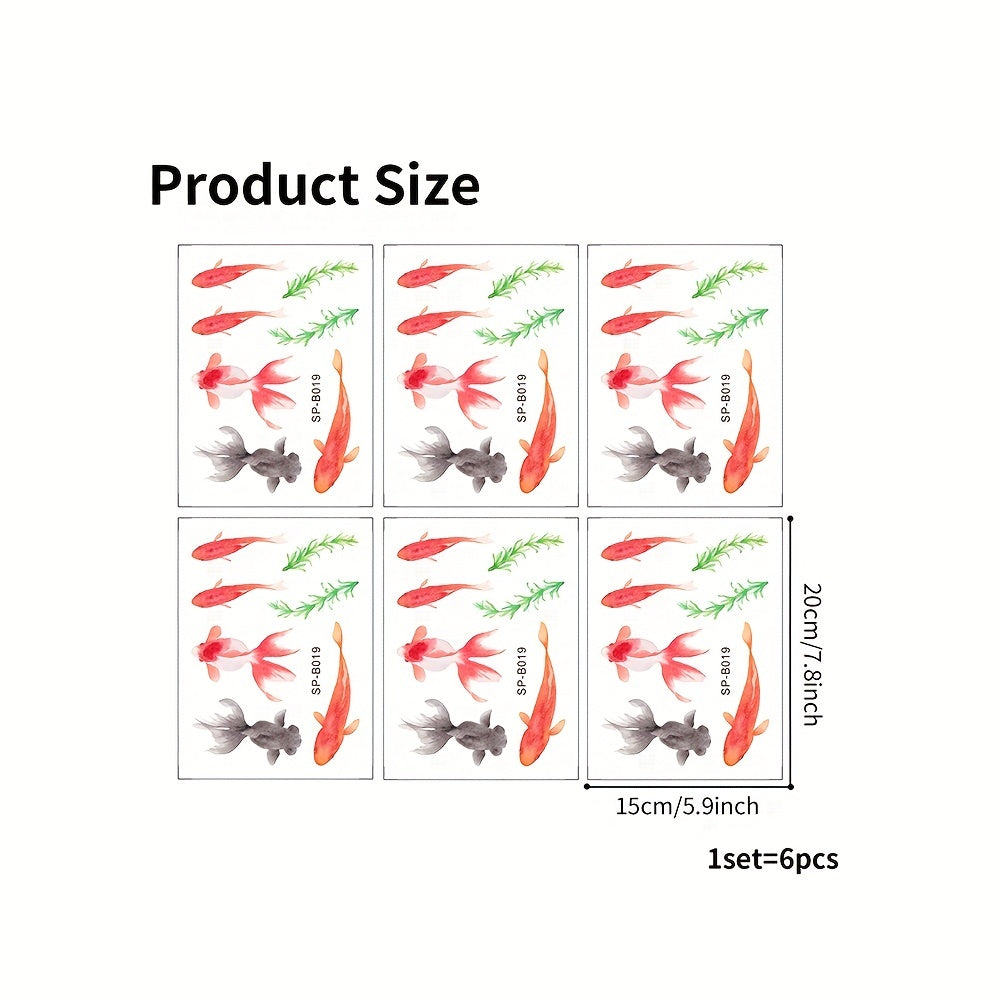 Chinese-Style Fish Bathtub Decals Non-Slip Bathroom Safety Stickers Set of 6
