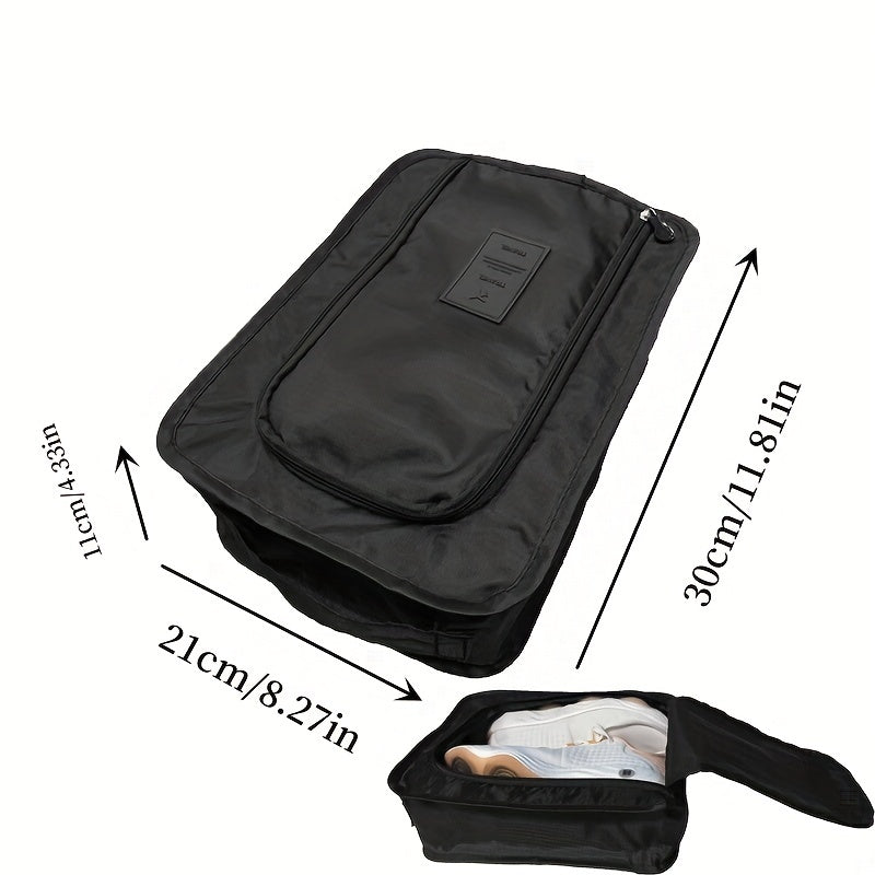 Orange Shoe Storage Bag with Mesh Front Pocket Zipper Lightweight Organizer for Neat Shoe Storage