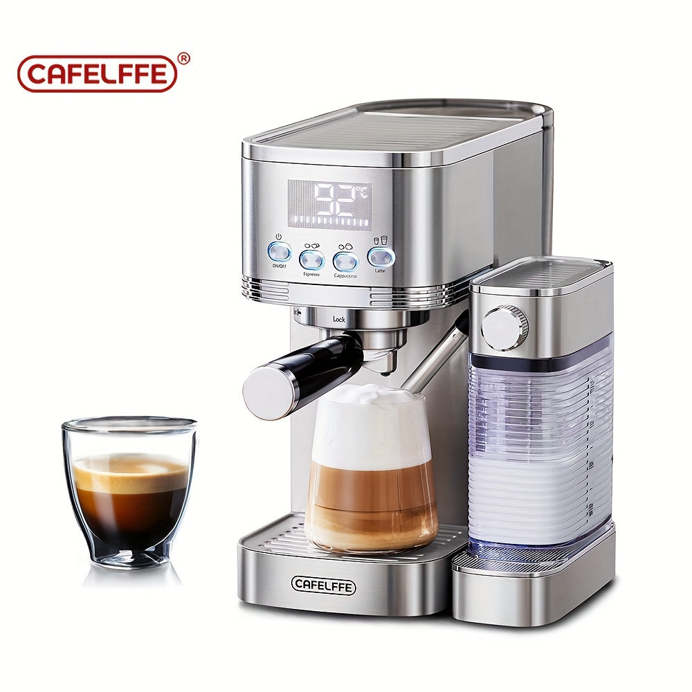 Automatic Espresso Machine with Milk Frother 20 Bar Stainless Steel 1.3L