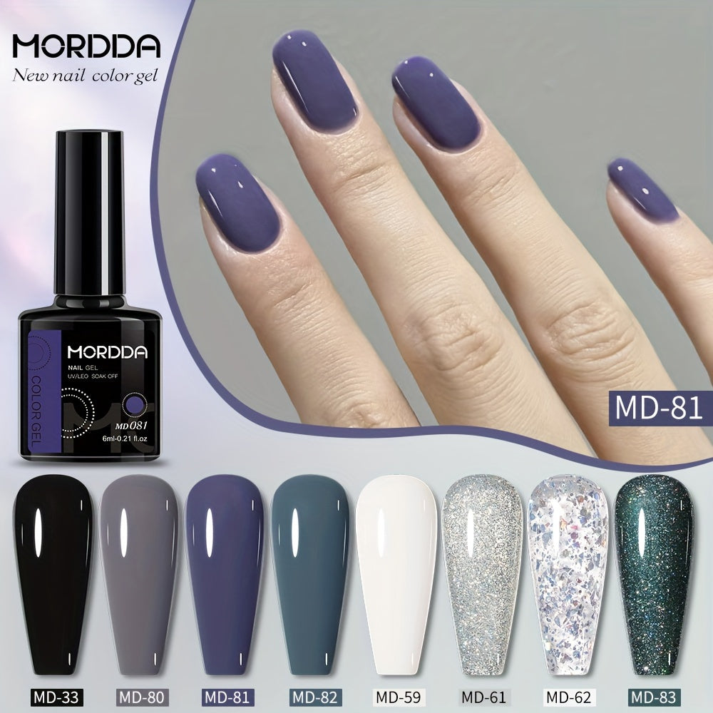 8Pcs Nail Polish Set Color Gel Glitter UV LED Manicure Kit Autumn Winter 2024