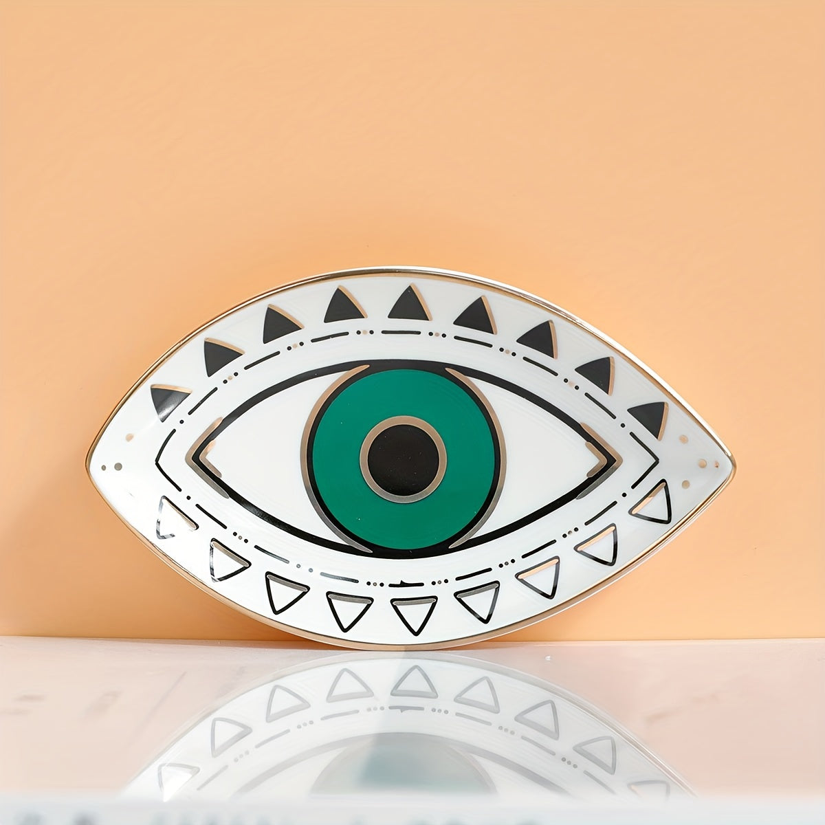 Ceramic Jewelry Tray with Devil's Eye Design for Rings Earrings and Necklaces