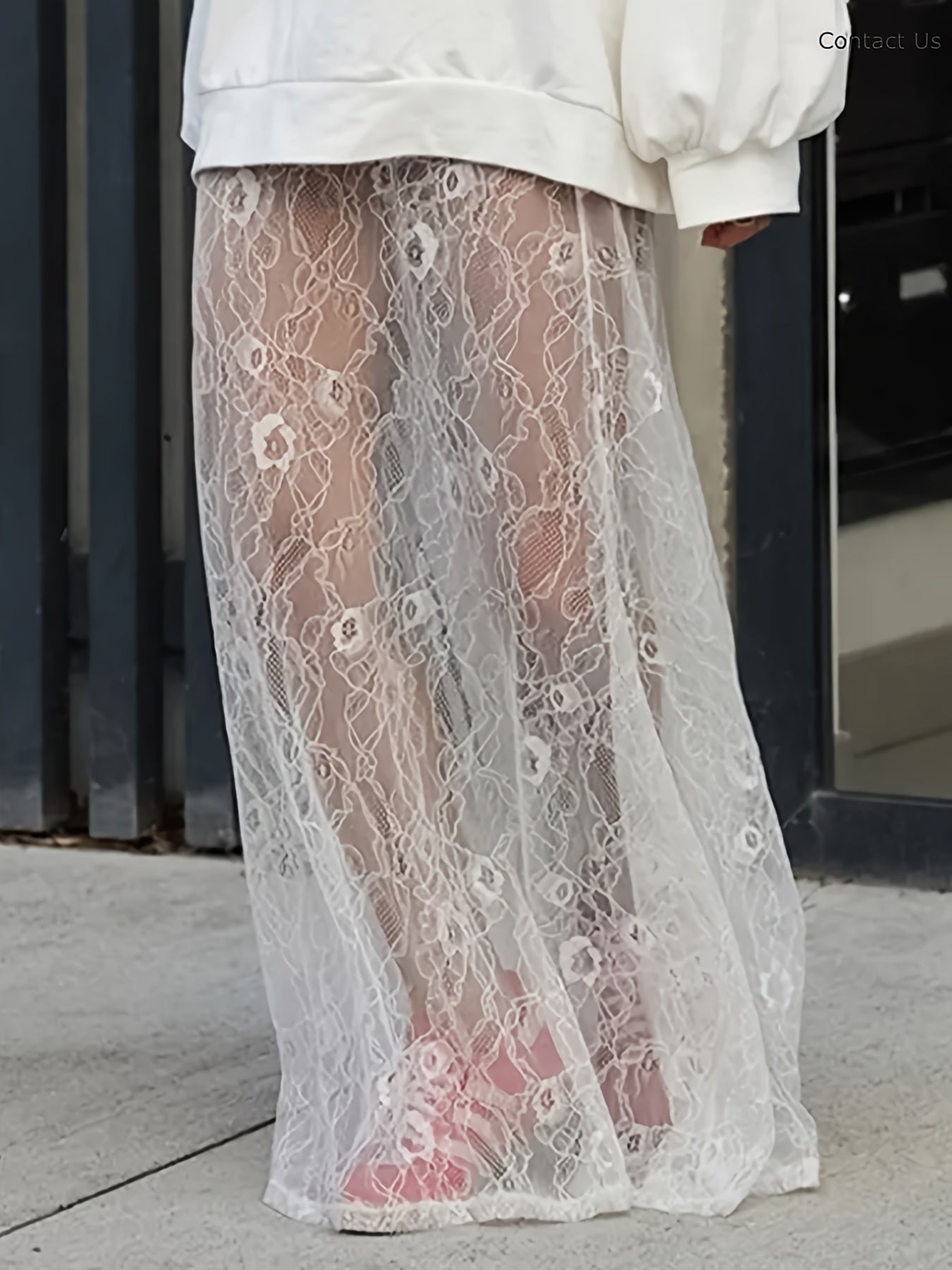 Women's Lace Culottes White Floral Asymmetrical Stretchy All-Season Pants