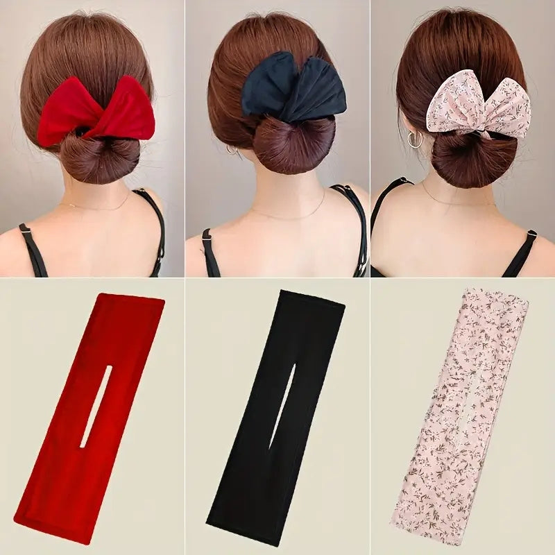 Bohemian Hair Bun Maker Headband with French Curling Iron Polyester Fiber Hair Accessory