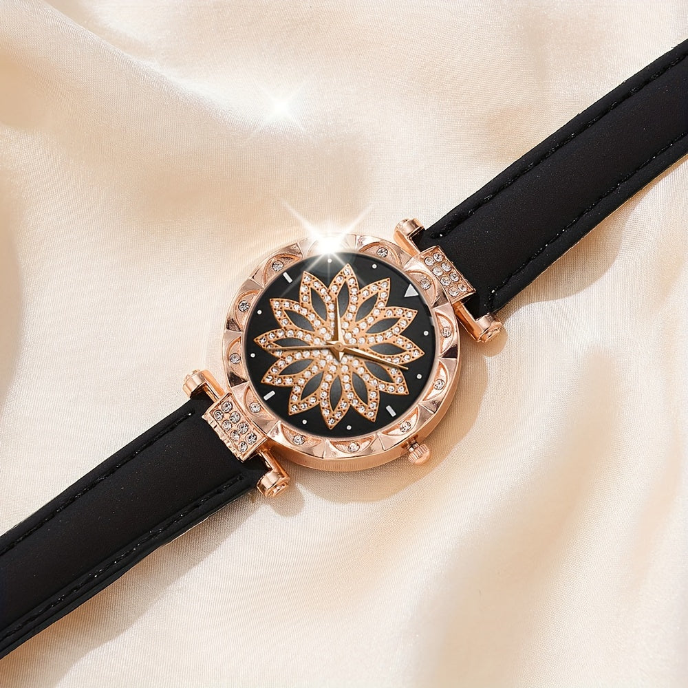 Set of 6 Women's Quartz Watches with Round Dial and Fashionable Design