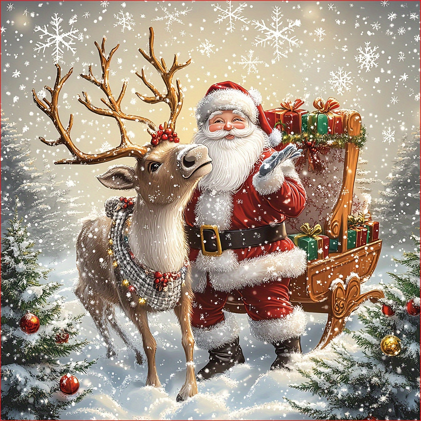 4 праздничных наволочки с принтами Санта-Клауса, снеговика и оленя. Изготовлены из полиэстера, с застежкой-молнией и машинной стиркой. Идеально подходят для домашнего декора в гостиной. Размеры 45,01 x 45,01 см.