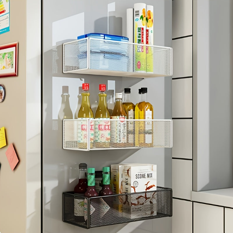 Magnetic Metal Refrigerator Door Organizer Basket Kitchen Storage