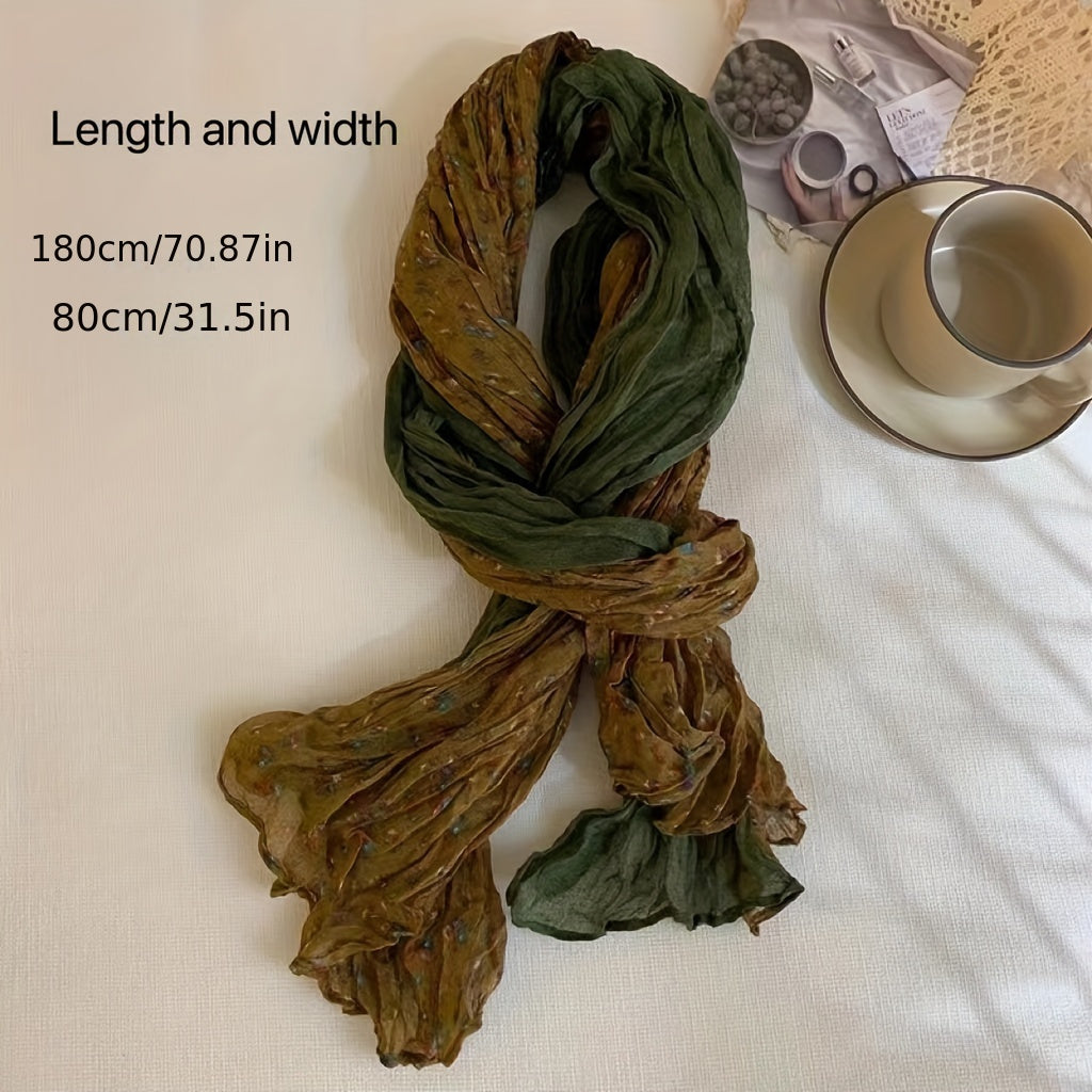 Women's Summer Sunscreen Scarf Floral Print Linen Thin Breathable Vintage Style