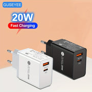 20W Dual-Port USB Wall Charger EU Plug Fast Charging for iPhone Samsung Tablets