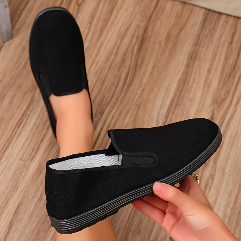 Women's Slip-On Flat Shoes Canvas Comfortable Casual All-Season Black