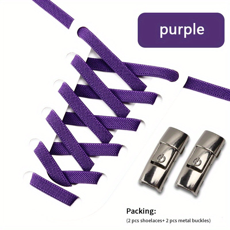No-Tie Shoelaces with Buckles for Sneakers and Sports Shoes Acetate Pair