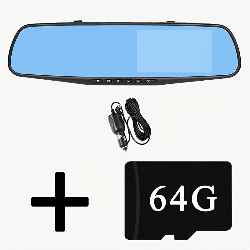 1080P HD Avtomobil paneli kamerası Kecha ko‘rish Dual ekran oldi orqa yozuv 64GB xotira