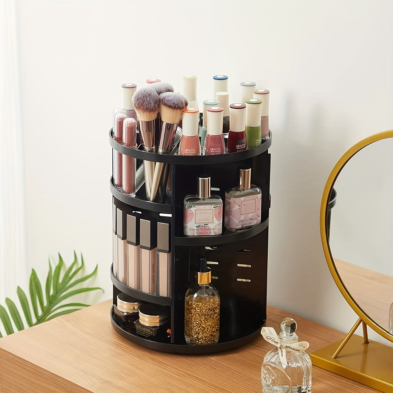 360° Rotating Transparent Makeup Organizer for Bathroom and Bedroom