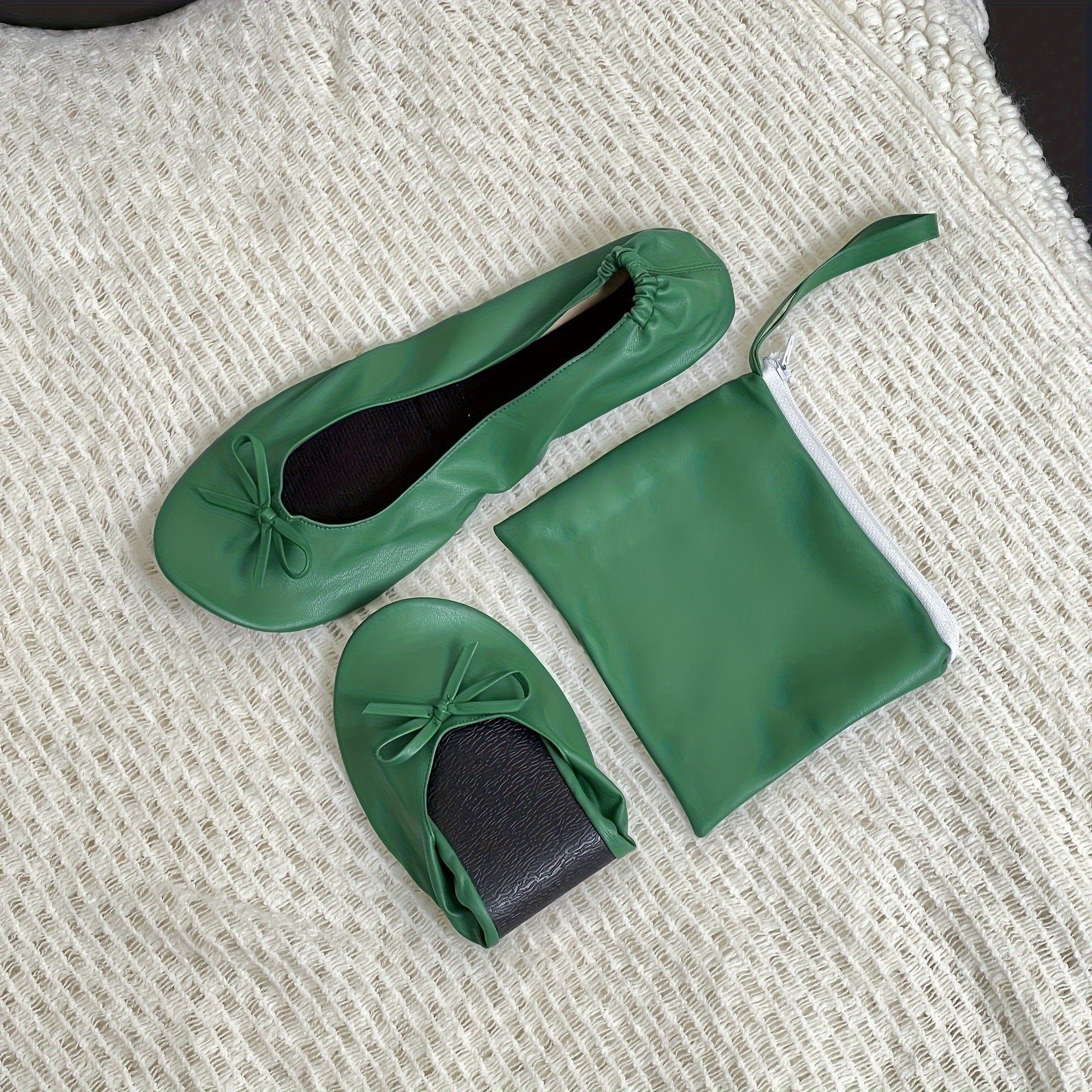 Women's Soft Sole Ballet Flats, Foldable Wedding Dance Shoes, Solid Color