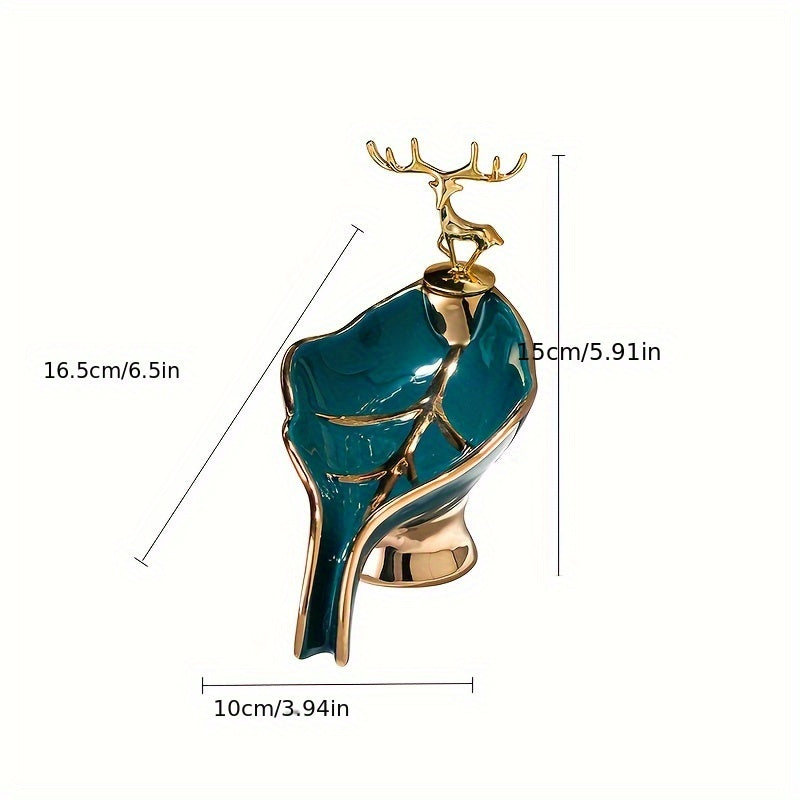 Ceramic Leaf-Shaped Soap Dish with Self-Draining for Bathroom Sink Storage