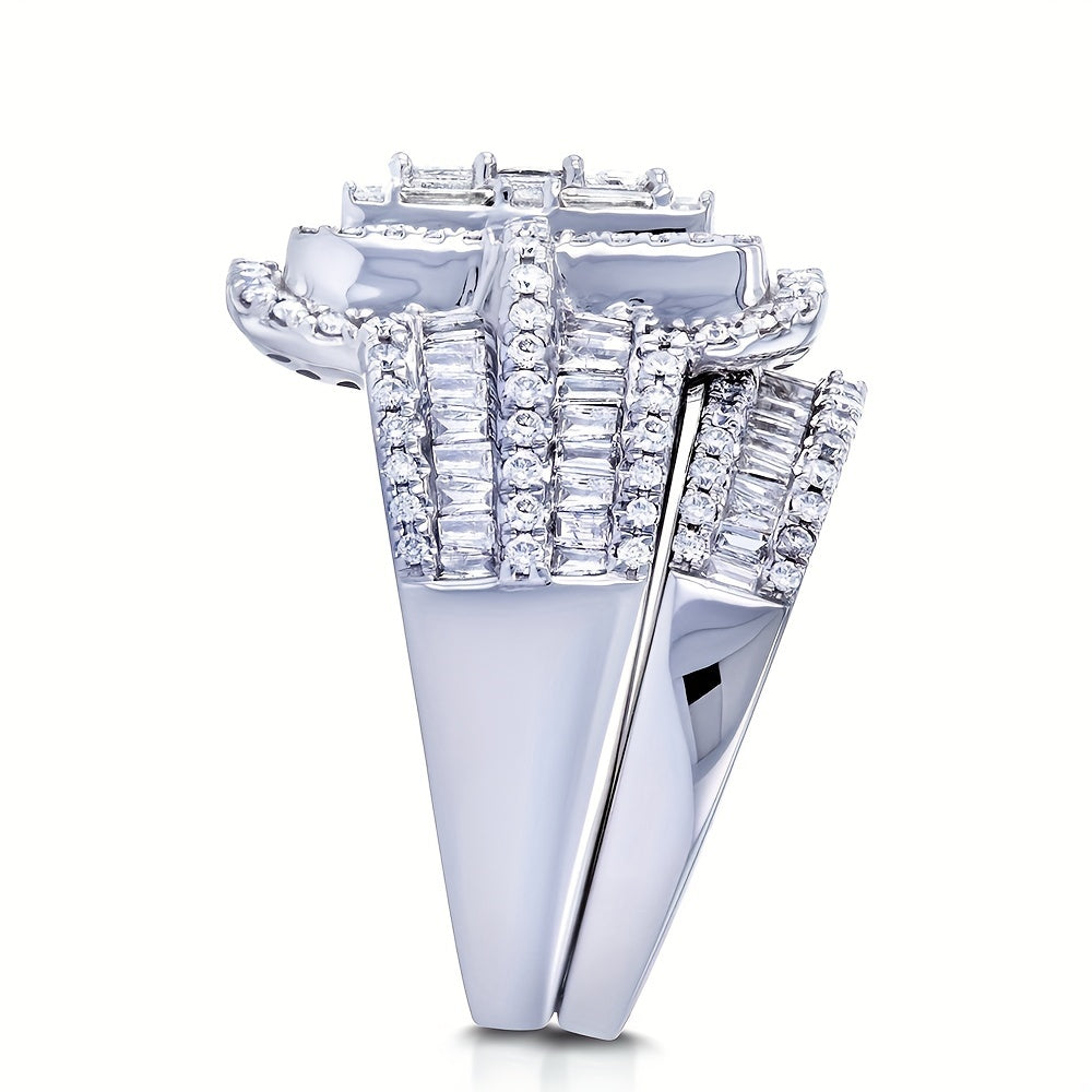 Women's Silver-Plated Rings with Zirconia Stones Retro-Inspired Jewelry