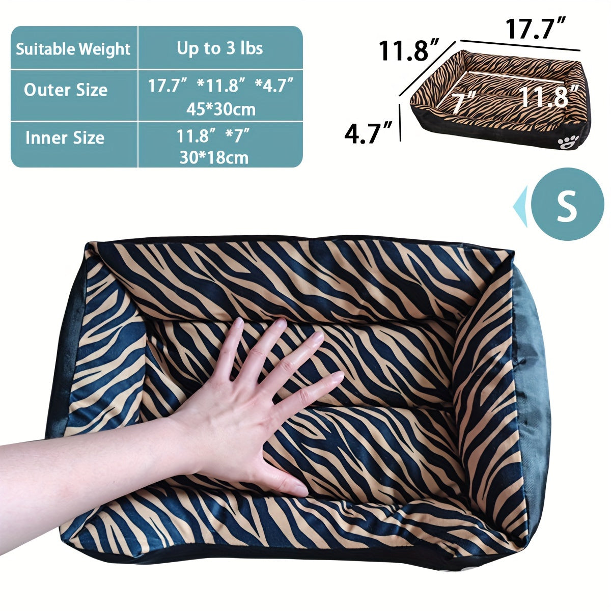 Dog Bed Soft Mat in Multiple Sizes Non-Slip Washable Polyester Fiber Rectangle for All Breeds