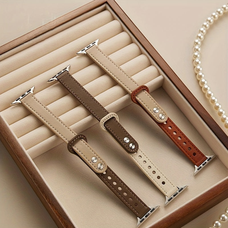 Unisex Synthetic Leather Magnetic Apple Watch Band for All Seasons