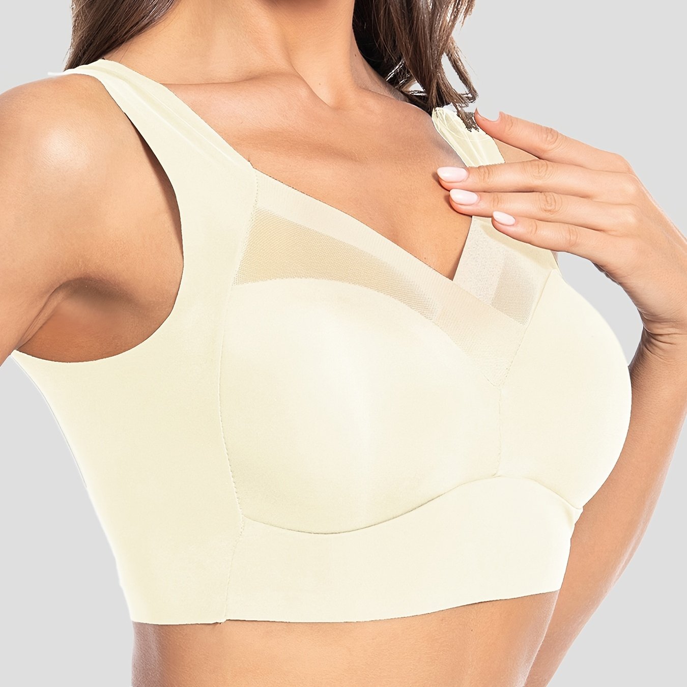 Sujetador deportivo para mujer con push-up, alta elasticidad, sin aros de acero, control lateral del pecho