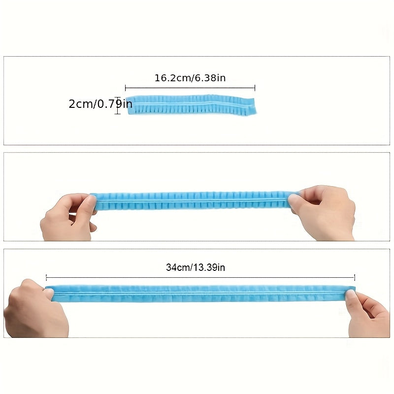 Bir martalik shaffof plastmassa dush shapkasi, 95 ta, sayohat, salon va bo'yash uchun suv o'tkazmaydigan soch kiyimlari to'plami