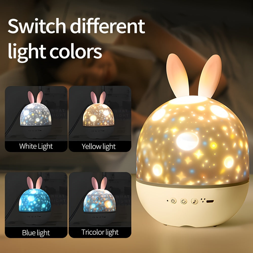 Children's Night Light with Starry Sky Projector and Galaxy Night Light 360° Rotation 8 Music Options Bedside Lamp for Boys and Girls