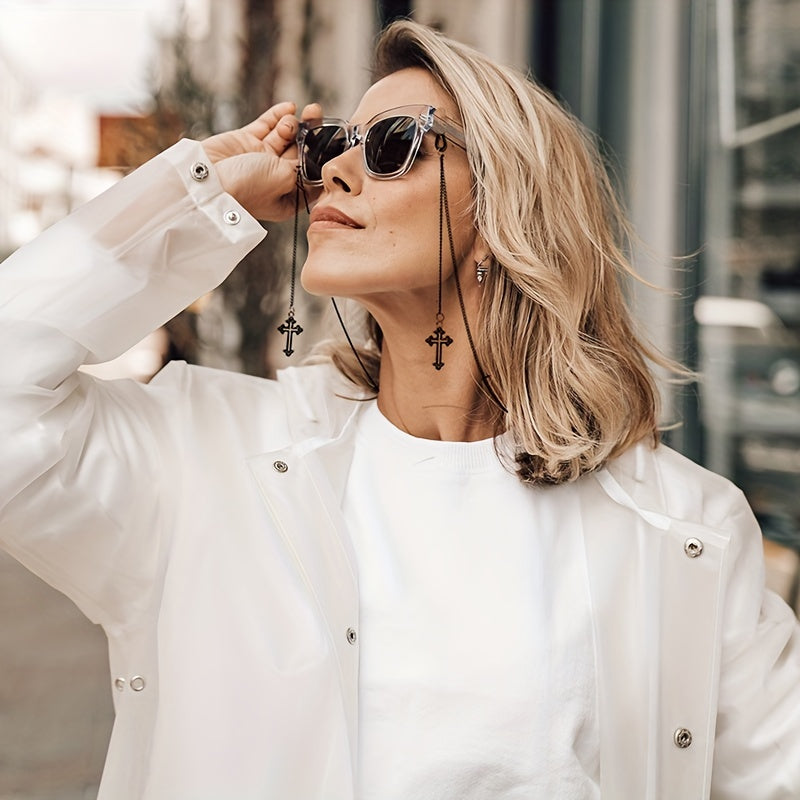 Halloween Goth Ko'zoynak Zanjiri, Xoch, Qarg'a, Mushuk va It Bezaklari bilan - Quyosh Ko'zoynaklari va O'qish Ko'zoynaklari uchun Lanyard Strap, Qiziqarli Yuzni Qoplovchi Usul - 4 dona to'plam