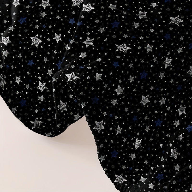 Star Print Fitted Sheet Deep Pocket Soft Bedding for Bedroom or Guest Room